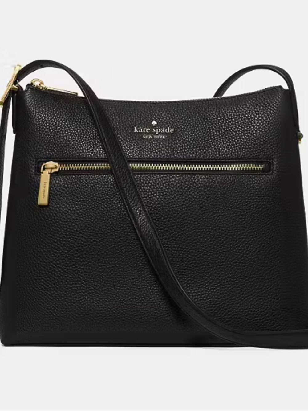 kate spade Black Pebbled Leather Crossbody with Gold Hardware